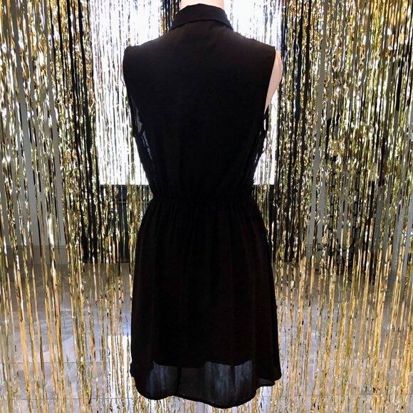 Black Dress Rhinestone Embellishment Embroidered Lace Size M Forever 21 Evening - Picture 3 of 16